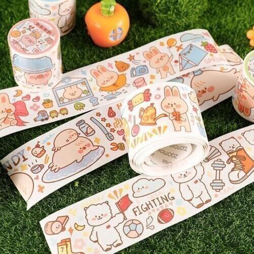 Kawaii Bear Kitten Bunny Pig Washi Tape DIY Decoration Scrapbooking Planner Masking Tape Adhesive Tape Label Sticker Stationery
