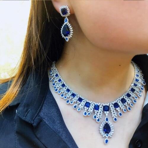 Missvikki New Trendy Luxury High Quality Bridal Necklace Earrings Zirconia Jewelry Sets For Women Party CZ Wedding Jewelry Set