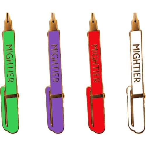 Fashion Cartoon Enamel Lapel Brooch Jewelry 4 Style Mightier Fountain Pen Brooches Straight A student Friends Badge Pin Gift