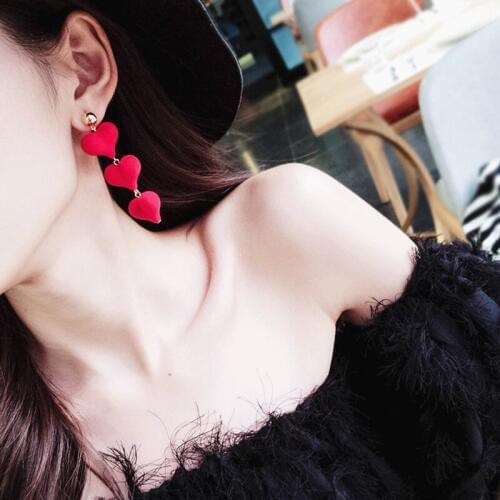 Trendy Winter Plush Peach Heart Stud Earrings Vintage Long Tassel Earrings Women 2020 Fashion Jewelry For Wedding Party Gift