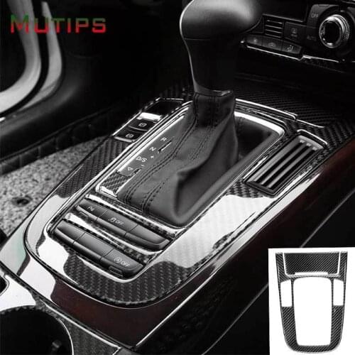 Mutips For Audi A4 A5 Q5 Carbon Fiber Car Center Console Gear Shift Panel Decorative Trim Cover Accessories Automobile 2013-2016