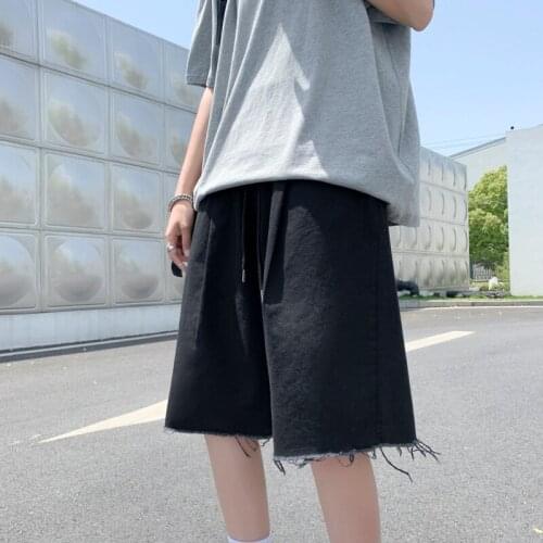 Mens Black Casual Beach Fashion Street Shorts Sweatpants Drawstring Male Bermuda All-match Korean Boy Streetwear Mens Clothing