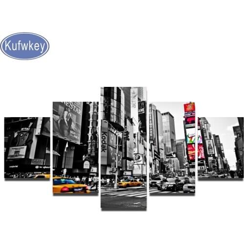 Full drill,new york city,taxi Diamond Embroidery,3d Diamond Mosaic,5D,diy,Diamond Painting 5 pcs Cross Stitch kits,wall painting