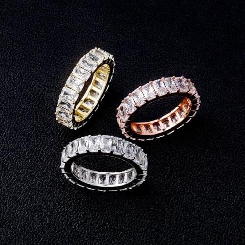 Hip Hop Claw Set AAA+ Cubic Zirconia Women Men 1 Row CZ Tennis Rings Bling Iced Out Rapper Jewelry Drop Shipping