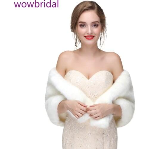 WOWBRIDAL Warm Faux Fur Winter Bridal Cape Wedding Cloaks Party Wraps Jacket Wrap Boleros De Encaje Boleros De Mujer
