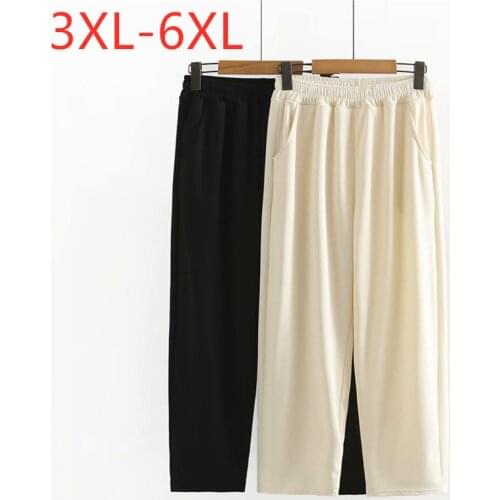 New 2021 Ladies Autumn Winter Plus Size Long Pants For Women Large Loose Casual Cotton Black Straight Trousers 3XL 4XL 5XL 6XL