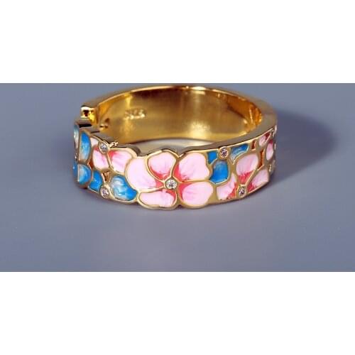 New Exquisite and Elegant Flower Enamel Drop Silver Female 925 Silver Ring Pink Blue Epoxy Engagement Wedding Jewelry