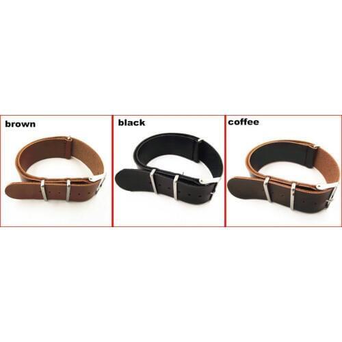 New arrived 1PCS/ lots High quality 18MM PU leather nato straps Watch band leather strap black ,brown,coffee color