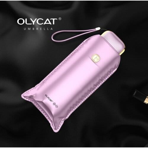 Olycat Mini Pocket Flat Umbrella Titanium Silver Coating Sun UV Umbrellas Rain Women Portable Clear Parasol Umbrella Paraguas