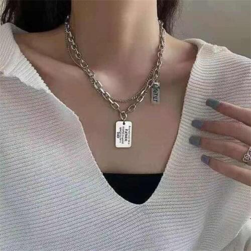 Square Coin Multi Layer Tag Pendant Necklace For Women 2 Layered Gold Silver Color Portrait Choker Chain Necklace Jewelry