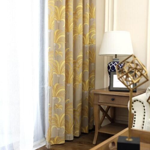 Feather Crown Curtains Modern European Curtains for Living Room Bedroom Study Simple Polyester Cotton Printing Curtains Custom