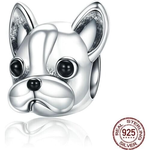 Fit Original Pandora Charms Bracelet 925 Sterling Silver Loyal Partners BULLDOG Doggy Animal Beads Dog DIY women Jewelry Making