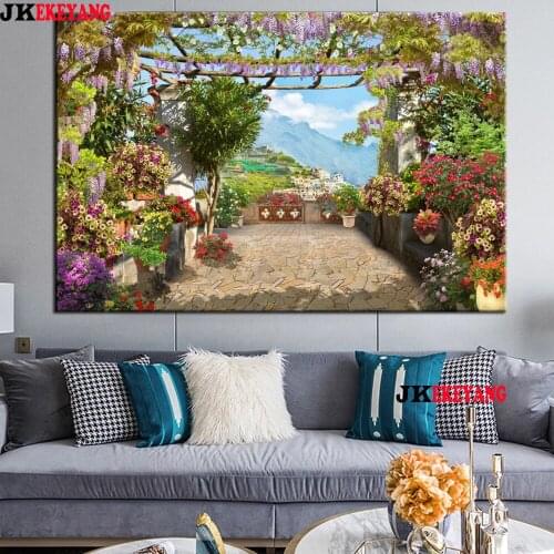 Full Square Round Diamond Embroidery DIY Diamond Painting Pretty garden flower Cross Stitch kit mosaic Y4423