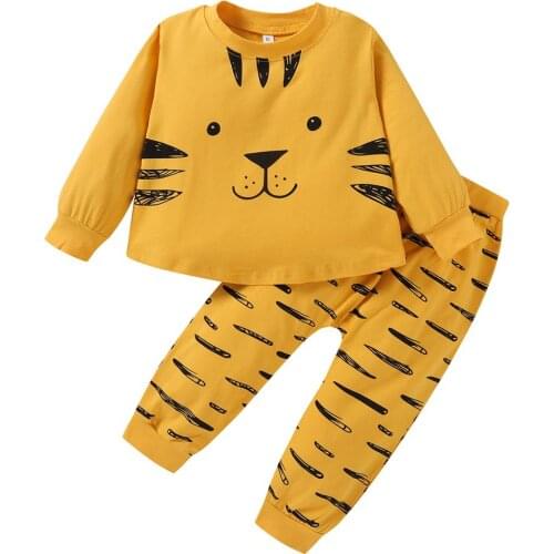 Baby Boy Girl Casual Clothing Set Kids Tiger Print Tops Pants Set Children Cosplay Outfits Winter Spring Long Sleeve Clothes Set