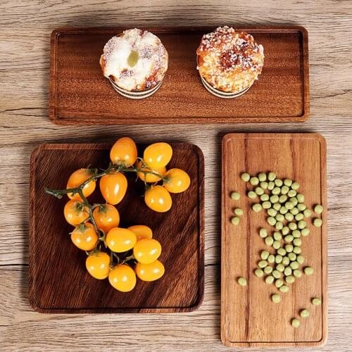 Walnut Rectangular Tray Household Tea Cup Tea Tray Dry Brewing Table Wooden Tray Japanese Hotel Tableware Saucer Tray