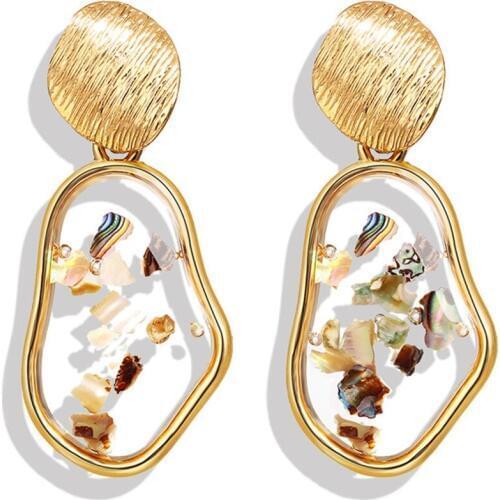 Earrings Fashion Jewelry with Gold Color Resin Shell Geometric Dangle Earrings for Women 2019 Brincos Party Gift