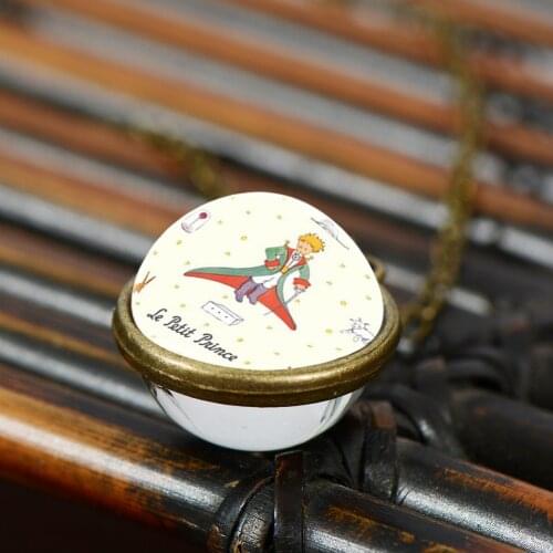 SONGDA Le Petit Prince Double Side Glass Ball Necklace The Little Price Fox Rose Cartoon Printed Necklaces Pendants Kids Jewelry