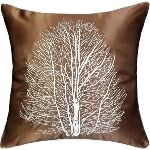 Modern Embroidery Leaves Luxury Home Decorative Brown Pillow Case Soild woven Sofa Gray Chair Cushion Cover 45x45 cm 1pc/lot