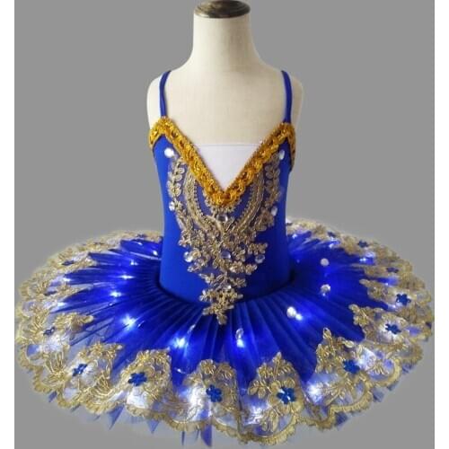 Luminous LED Light Ballet Dance Dress Adult Female Performance Tutu Pancake Dress Children Girl Swan Lake Princess Jumpsuit H647