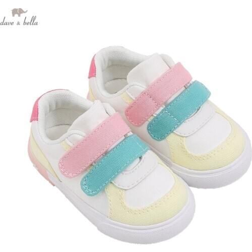DB18076 Dave Bella spring baby girls fashion patchwork shoes new born girl cute shoes