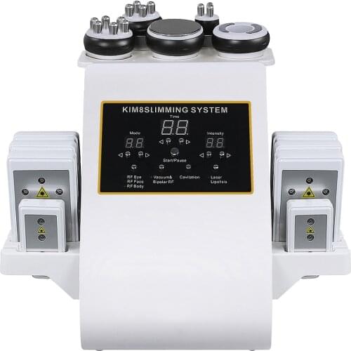 6 in 1 40K Ultrasonic Cavitation Vacuum Radio Frequency Laser 8 Pads Lipo Laser Body Slimming Machine for Spa(Button Models)