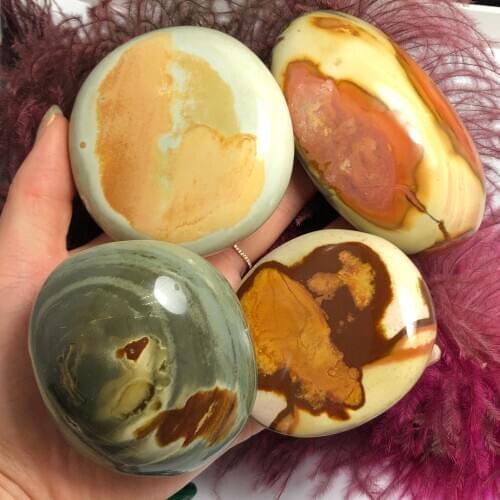 Unique! Natural Colorful Ocean Stone Palm Stone Gemstone Irregular Smooth Polished Pebble Reiki Healing Chakra Stone Decoration