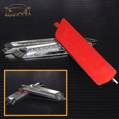 Reamocea 2Pcs Universal Car Styling Chrome Grid Air Flow Fender Car Side Vent Fender Cover Decorative Sticker For BMW Honda Benz