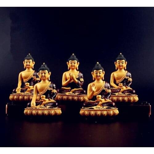 Exquisite Chinese characteris painting set small Buddha statue Amitabha pharmacist Buddha Sakyamuni Buddha does not move Buddha