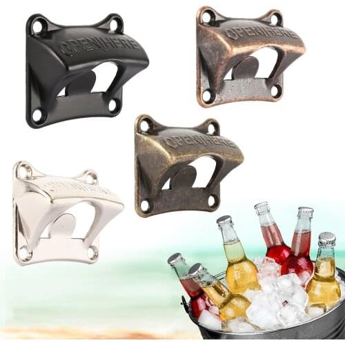 Vintage Bronze Wall Mounted Opener Wine For Beer Soda Glass Cap Bottle Opener Kitchen accessories supplies Bar Gift Zinc Alloy