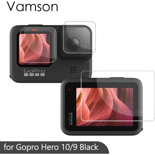 Vamson for Gopro Hero 9 Black Tempered Glass Screen Protector LCD Screen Protective Film for Go Pro 9 Camera Accessories