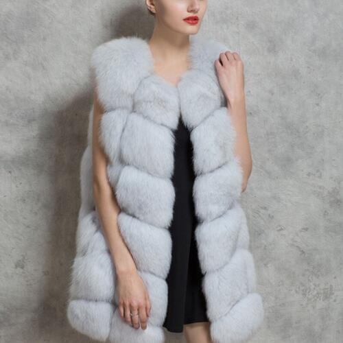 S-4XL Female Fur Waistcoat New Winter Warm Faux Fox Fur Vest Women High-Grade Cappa Fashion O-Neck Long Fur Coat Cardigan