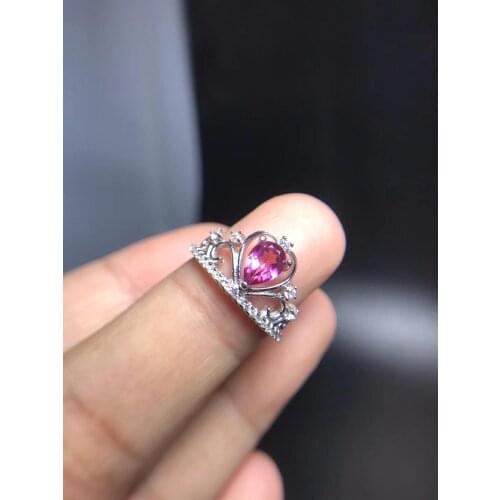 Crown style natural pink topaz gemstome ring for women jewelry real 925 silver natural gem girl birthday gift lucky birthstone
