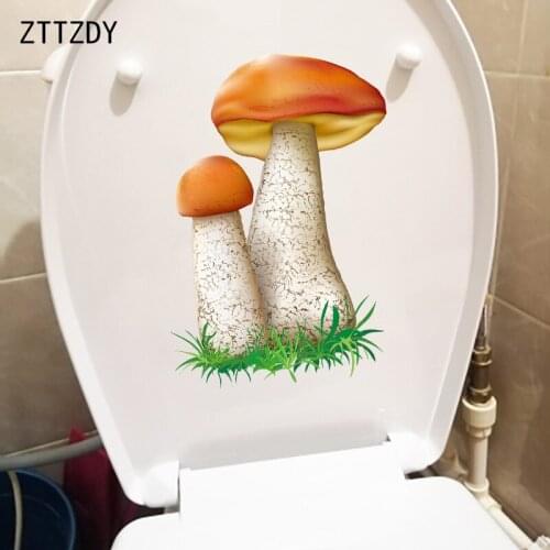ZTTZDY 17.1×24.2CM Cute Cartoon Mushrooms Home Bedroom Wall Stickers Creative Toilet WC Accessories T6-0131