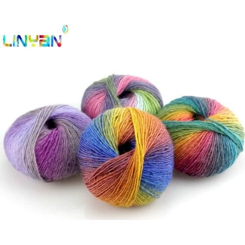 1 piece*50g 100% australasian wool multicolour thick Knitwear Hand Knitting Yarn For Knitting & Crocheting Scarf Rainbow t49