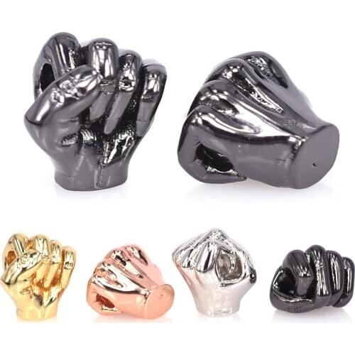10pcs 8*9mm Power Fist Metal Brass Beads for Bracelet Jewelry Making Charms Crystal Spacer Beads DIY Accessories