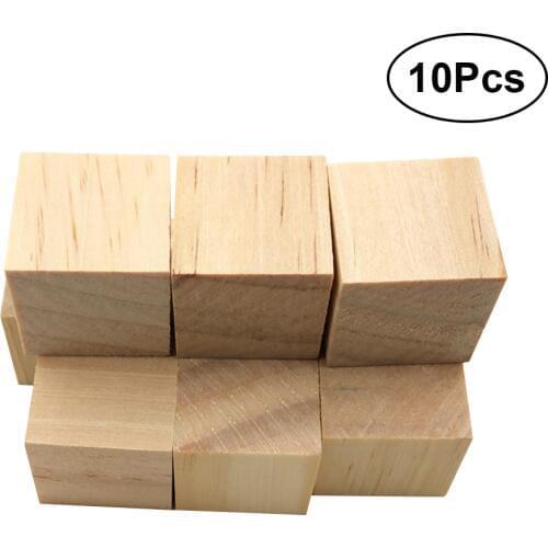 10pcs 30mm Natural Pine Blocks Wooden Material Square Shaped Pine Wood DIY Craft Blocks For Toddlers Art Crafts