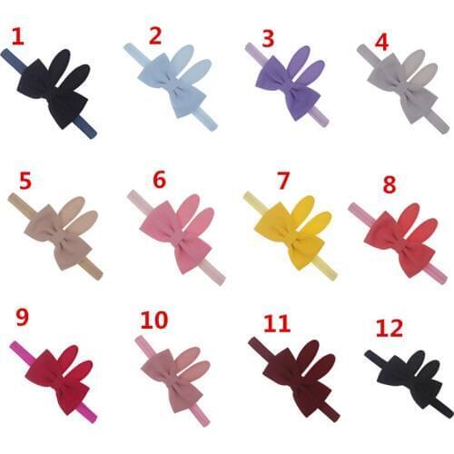 12pcs 2018 New Wholesale Children Girls bows Headband Rabbit Ear Bowknot Hairbands Kids Hair Accessories Hair Band 12 Colors