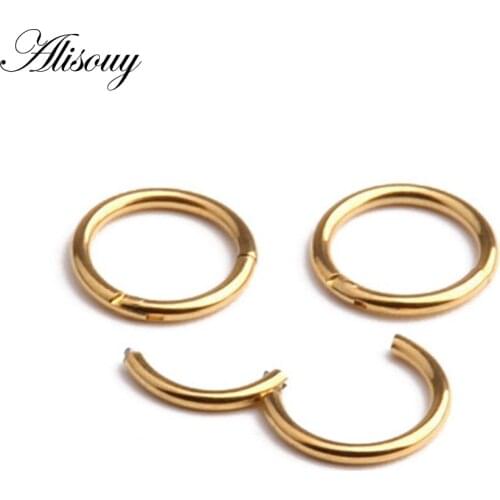 Alisouy 1PCS Stainless Steel Tiny Nostril Segment Nose Rings Captive Ear Nose Hoop Piercings Clip on Helix Rings Body Jewelry