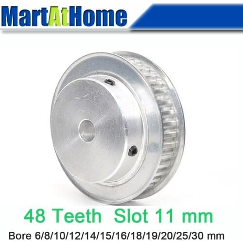 Aluminum Timing Pulley XL48 48T 48-Teeth Slot Width 11mm BF-type Boss 50mm Bore 6~30mm for 3D Printer