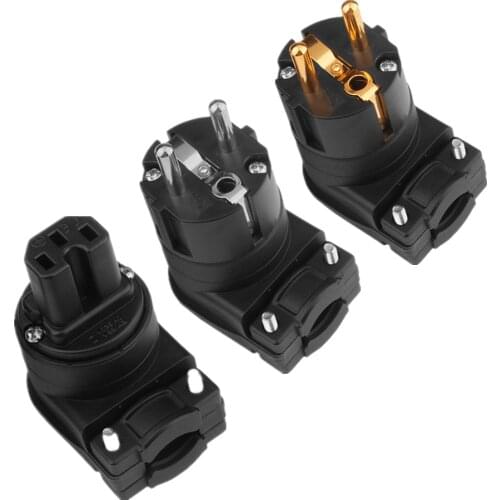 Audio Hi-end Hifi Pure Copper Gold Rhodium plating Electrical AC Male Female Chinese EU IEC FI- UK British Power Connector Plug