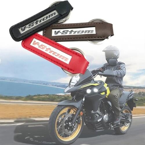 V-STROM Metal Leather Motorcycle Keychain Key Chain fits For SUZUKI V-STROM VSTROM DL650 Key Holder Motorcycle Accessories