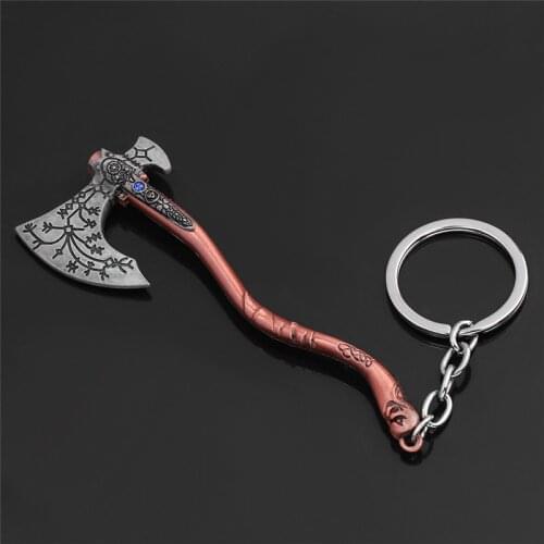 God of War 4 Kratos Axe Key Chain Guardian Shield Pendant Keychain for Women Men Fans Car Keyring Jewelry