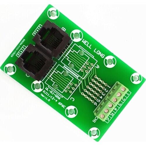 RJ11/RJ12 6P6C Jack 2-Way Buss Breakout Board, Terminal Block, Connector