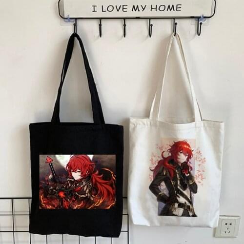 Genshin Impact Diluk Punk Canvas Bag Gothic Style Shopper Large Capacity Women Bag Harajuku Classic Shoulder Bag Vintage Handbag