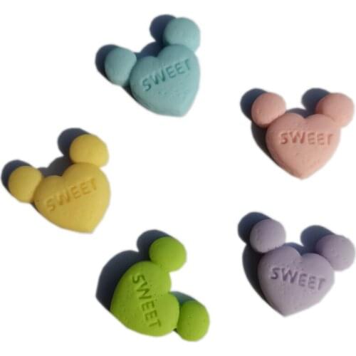 Kawaii Flatback Resin Heart Cookies Resin Cabochon DIY Jewelry Handmade Hair Bow Decoration Rubber Band Headwear Accessories