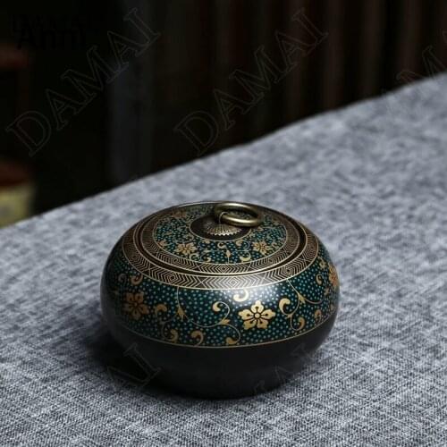 Tianmu Zhanyao Turns Black Tea Container Chinese Modern Ceramic Tea Leaves Storage Jras Painted Carved Craft Porcelain Crafts