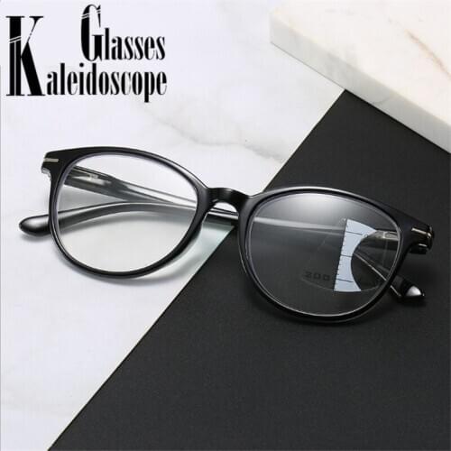 Round Progreesive Multifocal Reading Glasses Women Men Anti-blue light Hyperopia Presbyopia Glasses Bifocal With Diopter +1 2.5
