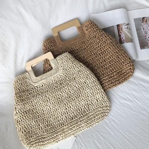 Summer Vacation Beach Straw Bag Lady Purses Travel Sac 2020 Casual Rattan Large Capacity Totes Wicker Woven Wooden Handbag