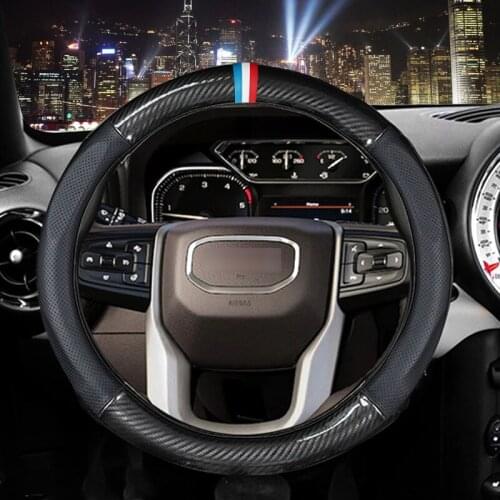 MIDOON Carbon Fiber Leather Car Steering Wheel Cover For GMC Sierra Yukon Terrain Acadia Savana Envoy Canyon 1500