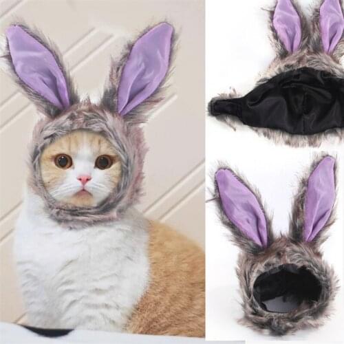 Cute Rabbit Cat Clothes Hat for Cats Accessories Plush Costume Christmas Cosplay Accessories Photo Props Headwear Pet Products